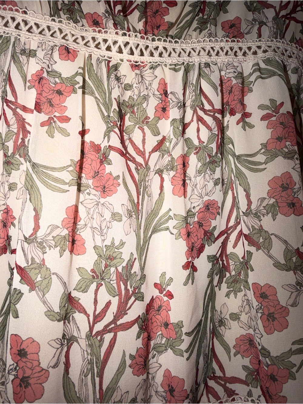 Max Studio Cream Tunic with Pink Floral Print - Picture 5 of 5